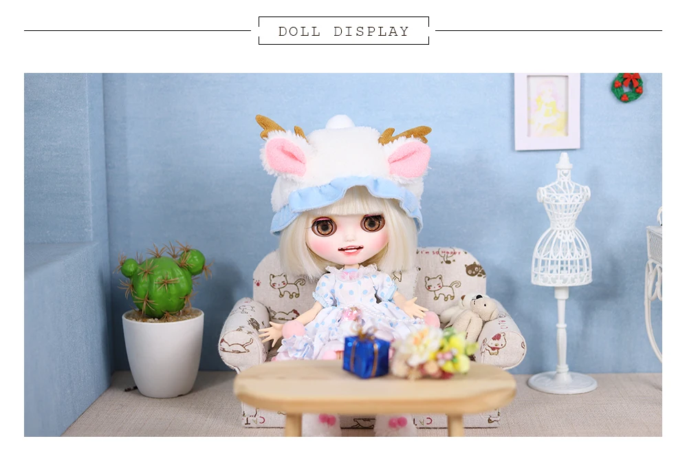 Neo Blythe Doll with Blonde Hair, White Skin, Matte Smiling Face & Custom Jointed Body 1