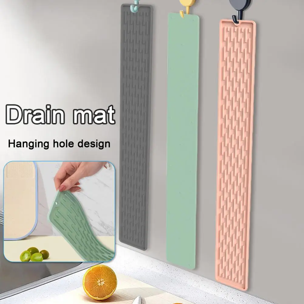 70*10cm Silicone Drain Mat Anti Slip Grooves Quick Dry Kitchen Sink Pad Safe Large Size Countertop Dish Drying Mat