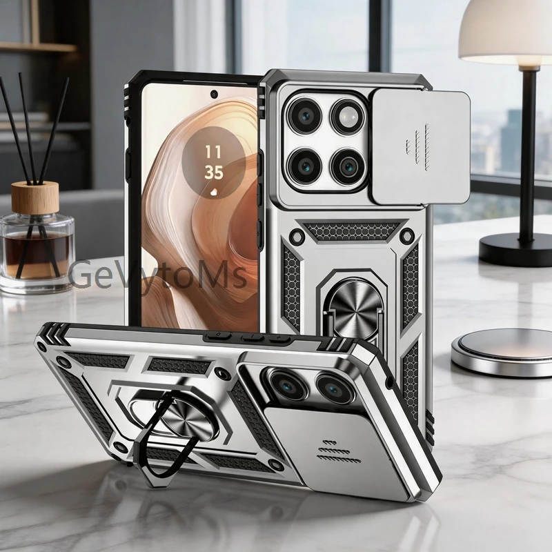 Matte Military-Grade Ring Stand Case with Camera Protection