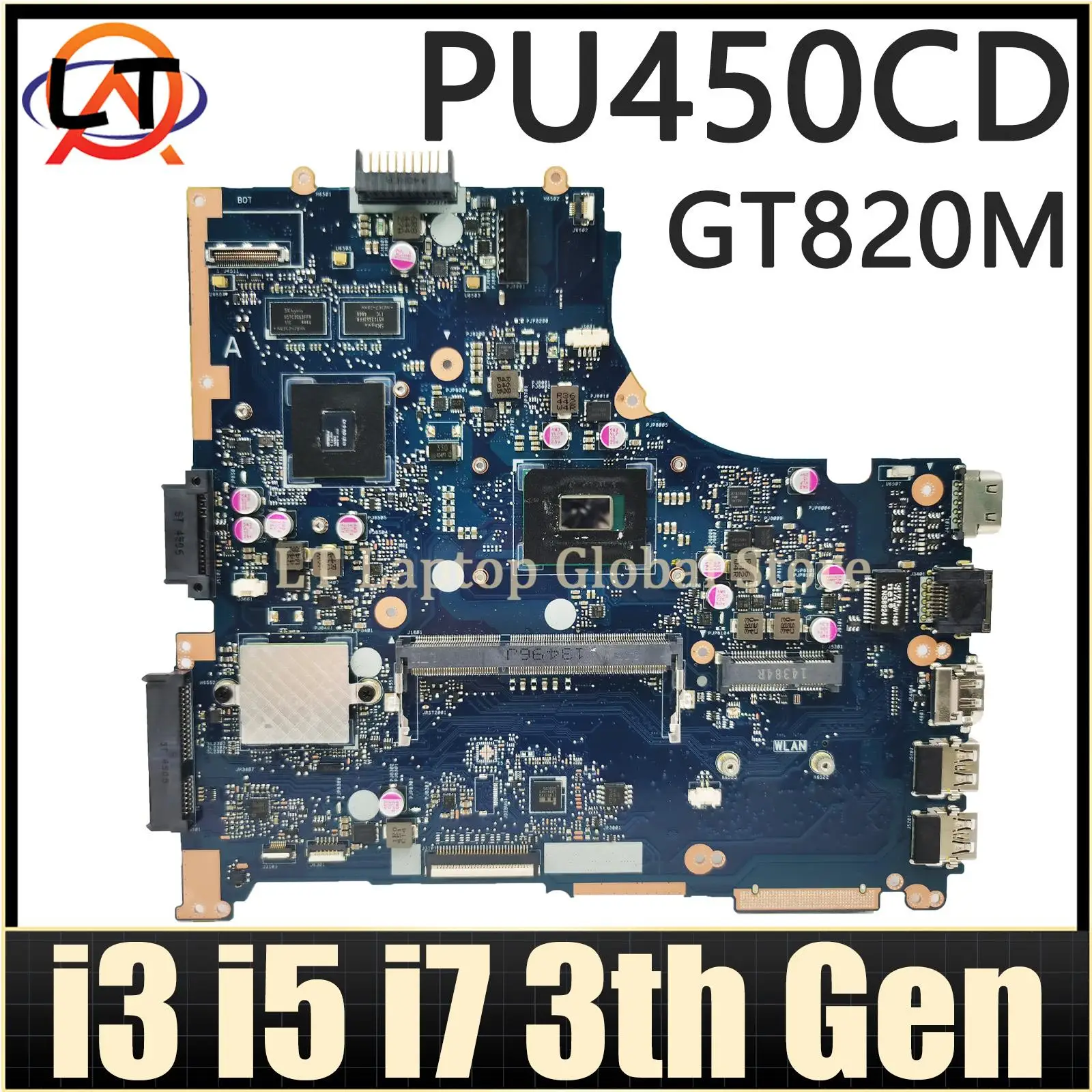 

PU450CD Mainboard For ASUS PU450CD PU450C PU450 Laptop Motherboard 1007U/2117U i3 i5 i7 3th Gen CPU GT820M