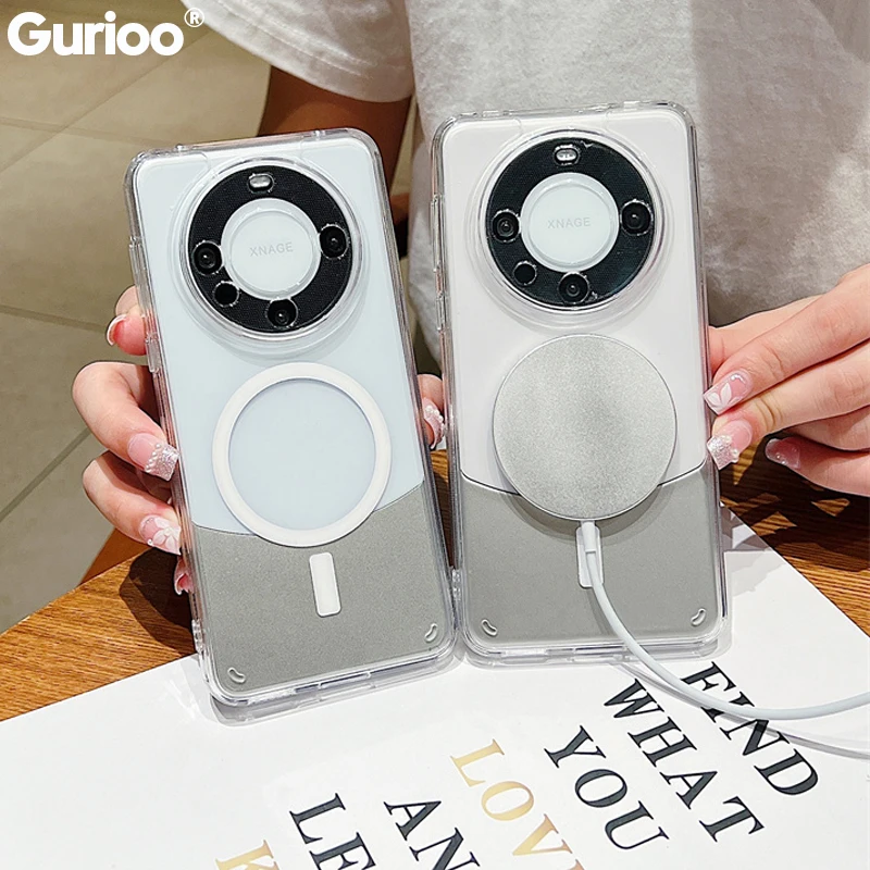Luxury Transparent Acrylic Shockproof Magnetic Charging Case