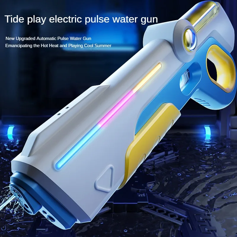 Children Electric Water Gun with Light Strip High Pressure Automatic Absorb Water Watergun Kids Summer Outdoor Pool Garden Toys