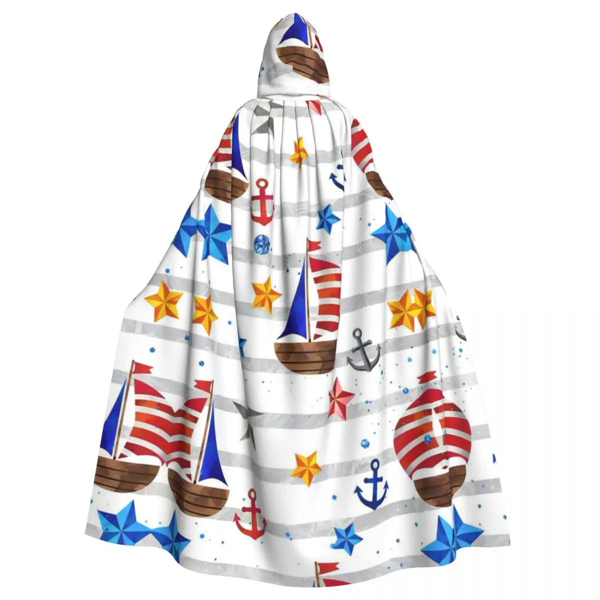 

Long Cape Cloak Ship Lighthouse Anchor Starfish Hooded Cloak Coat Hoodies