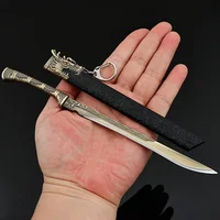 22cm Medieval Sword Famous Longquan Sword Toy Dragon Tiger Knife All Metal with Sheath Weapon Model Ornaments Collections Gifts 2