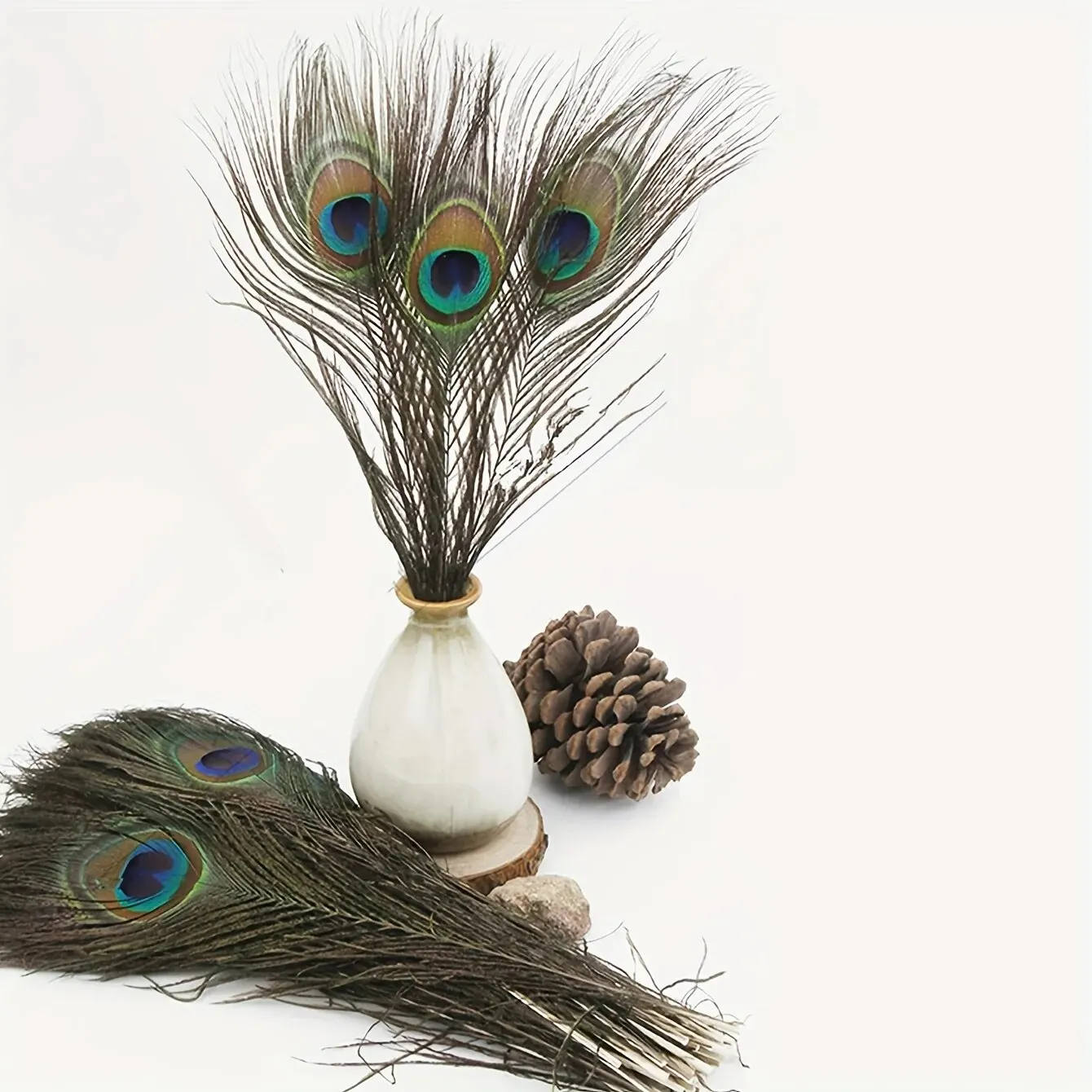 Peacock Feather Decoration 10 PCs 35-45cm Long For Home Window Vase Flower Arrangement