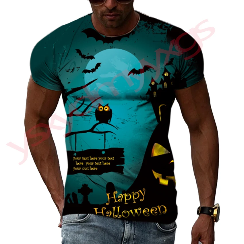

Summer Halloween Party Pattern Quick-Dry Men's T-shirt Hip Hop 3D Print Personality Neck Short Sleeve Fashion Clothes