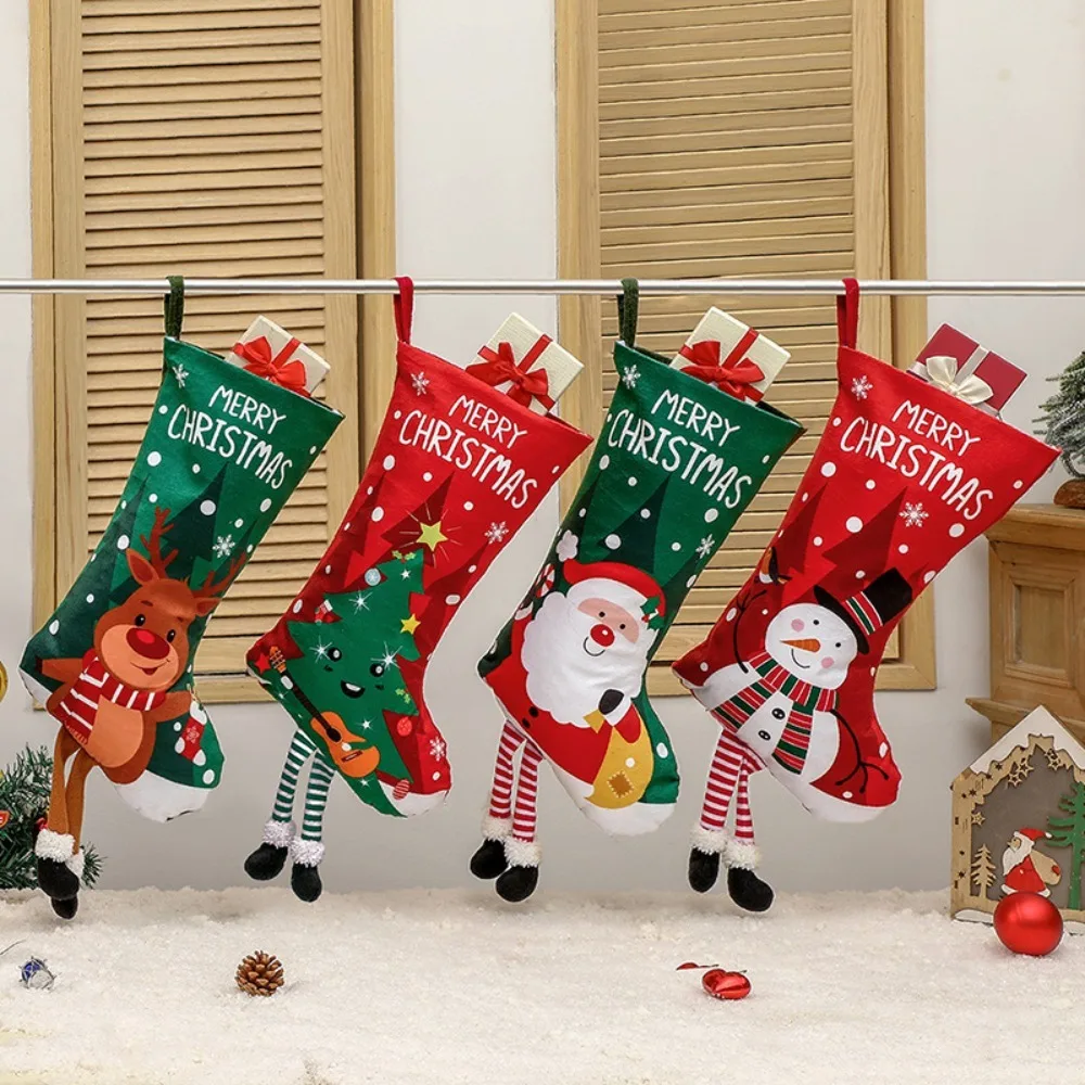 

New Year Christmas Stocking Christmas Tree Pendant Xmas Christmas Tree Christmas Socks Santa Claus Elk Snowmans Candy Bag Gift