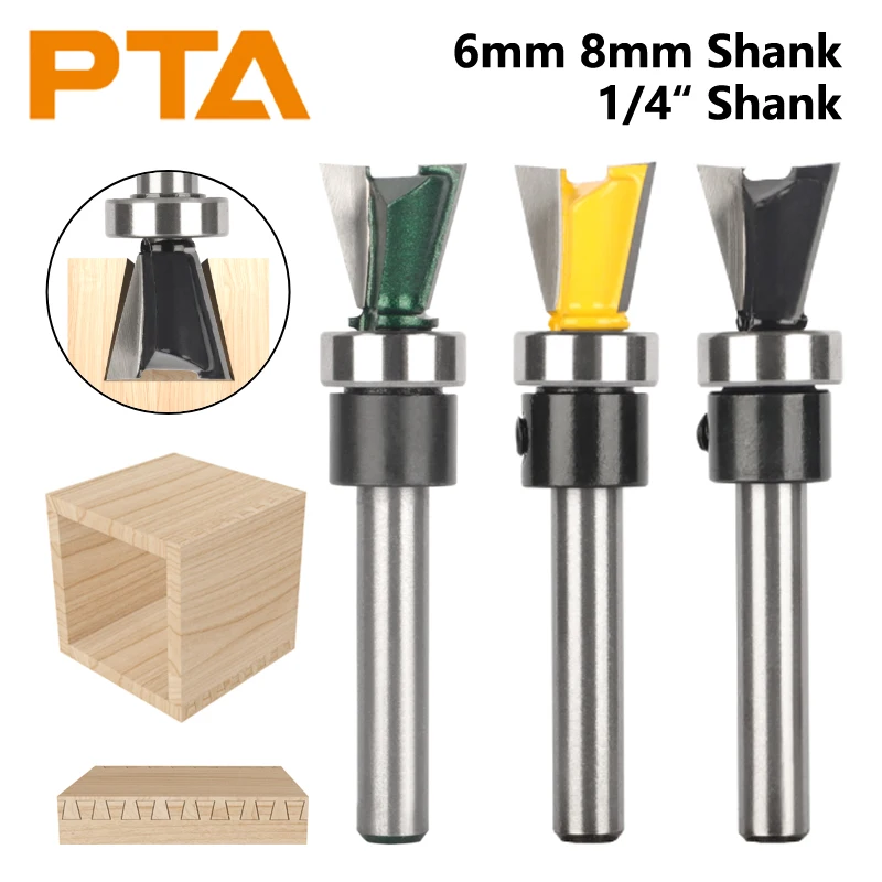 6MM 6.35MM 8MM Shank Dovetail Bit with Bottom Bearing Router Bit