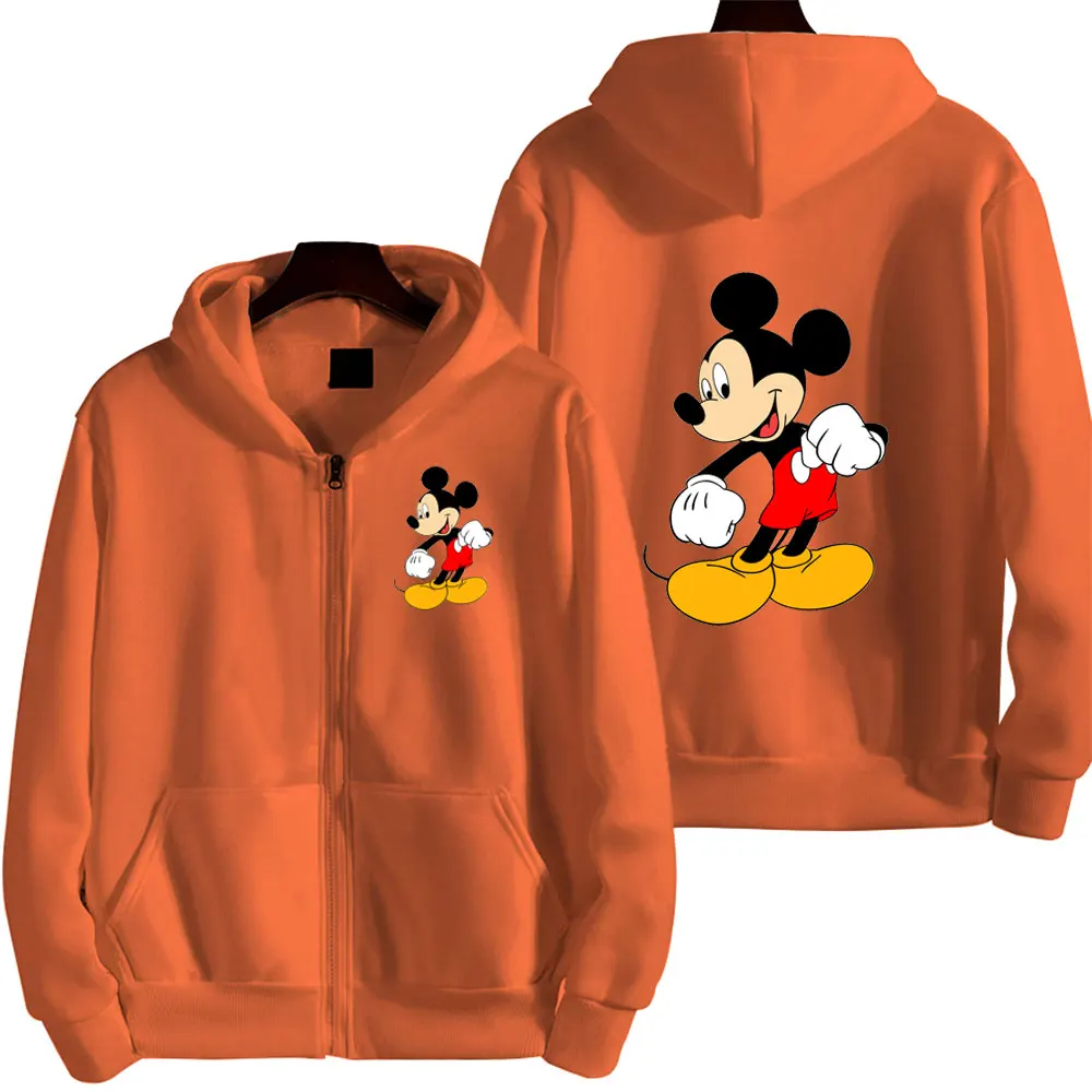 2024 New Mickey Mouse Men Zip Up Hoodie Jacket Fashion Spring 