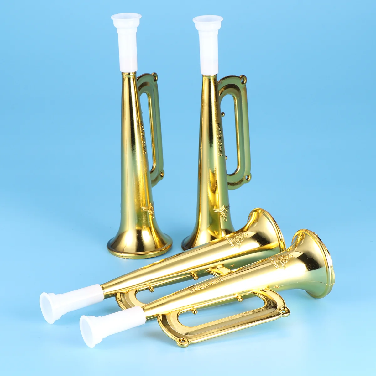 12pcs Plastic Trumpet Noise Maker Kids Toys Cheerleader Football Match Cheering Props Birthday Party Favor Gift (Golden)