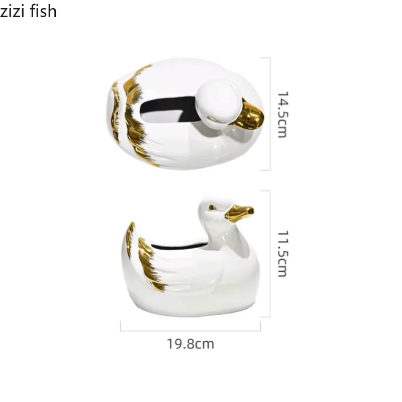 Duck Ceramic Tissue Box Animal Ornaments Paper Box Napkin Boxes Tissue Organizer Paper Towel Holders Tissue Storage Boxes Craft 6