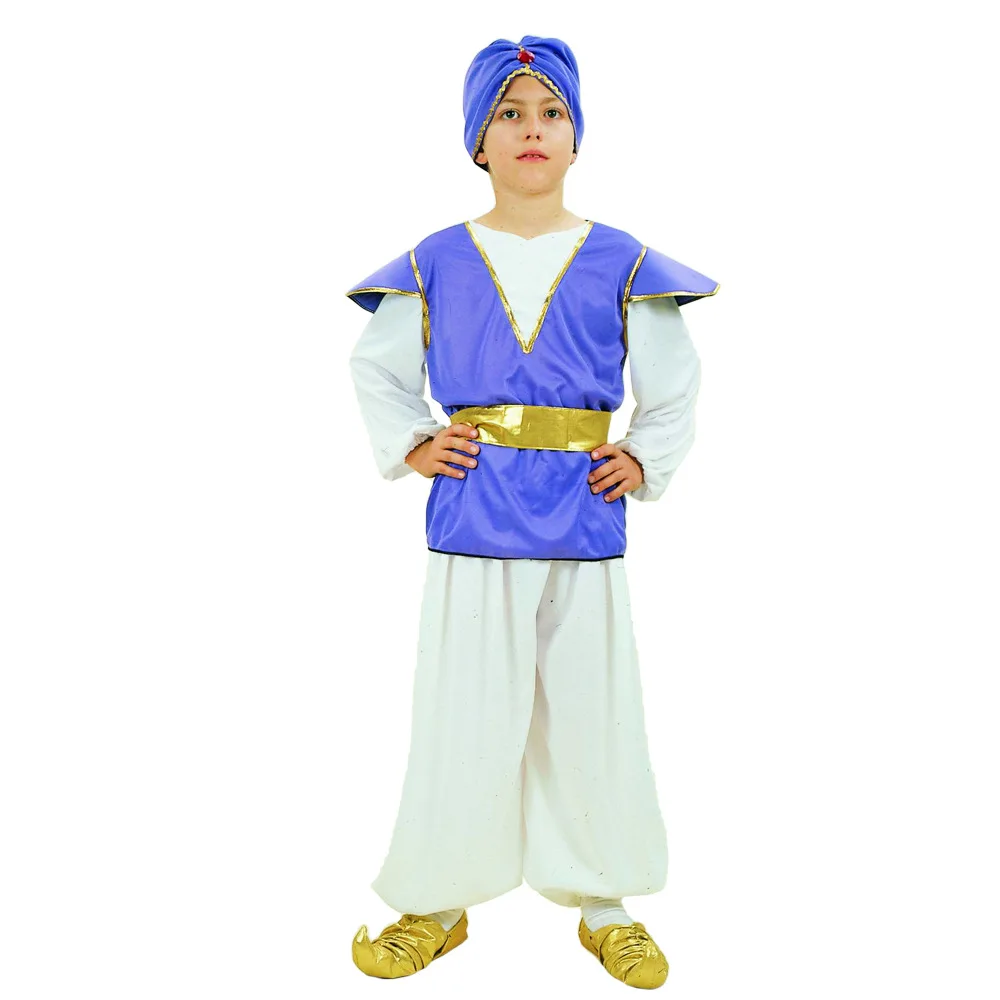 Male Kids Boys Aladdin Prince Cosplay Masquerade Children's Role-playing Prince Costume Blue Indian Arabian Muscle Costume kids cosplay costume