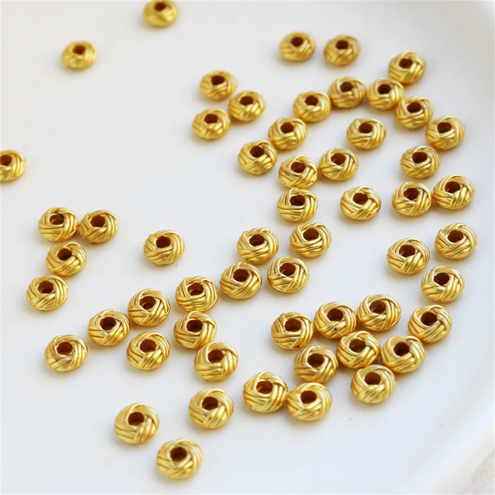 

18K dumb gold Fried Dough Twists spacer beads DIY bracelet abacus with beads hemp rope beads