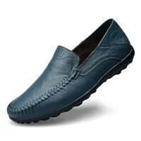 Genuine Leather Men Casual Shoes Fashion Formal Mens Loafers Moccasins Italian Breathable Slip on Male Boat Shoes Size 37-47