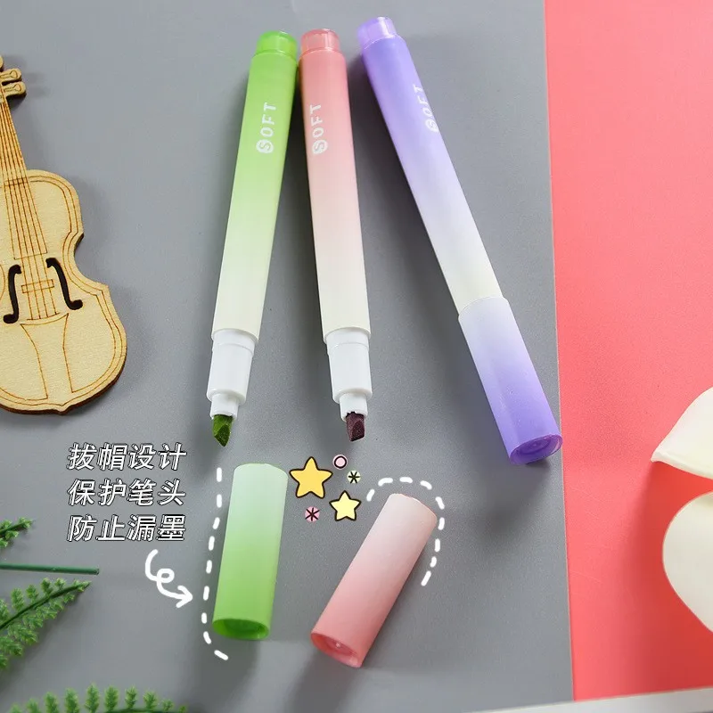 Gradient color highlighter high-value color key marking student marking eye protection large capacity highlighter