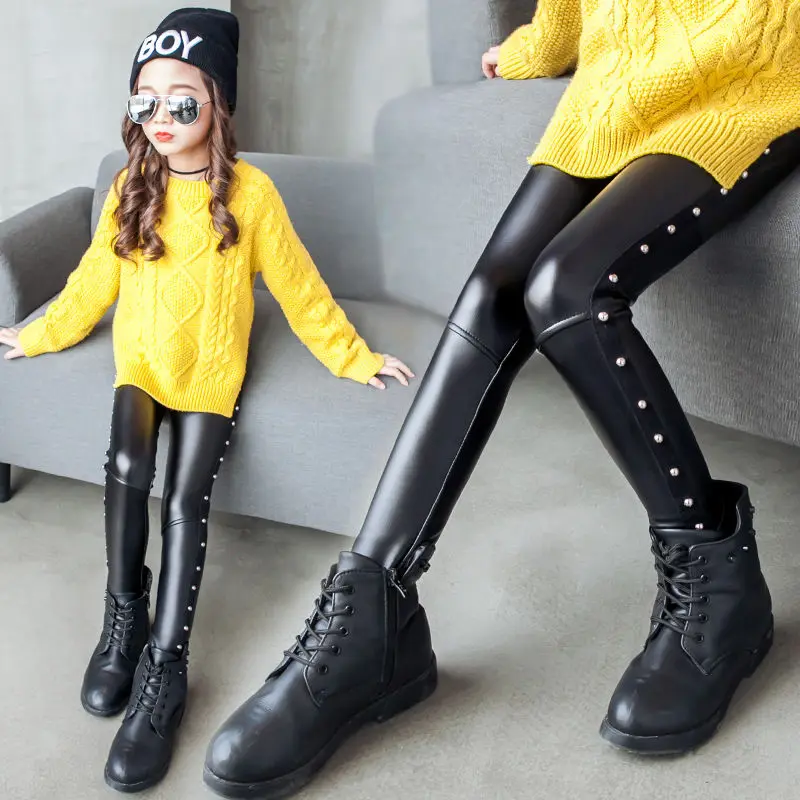 Леггинсы из искусственной кожи для девочек 2-13 лет |