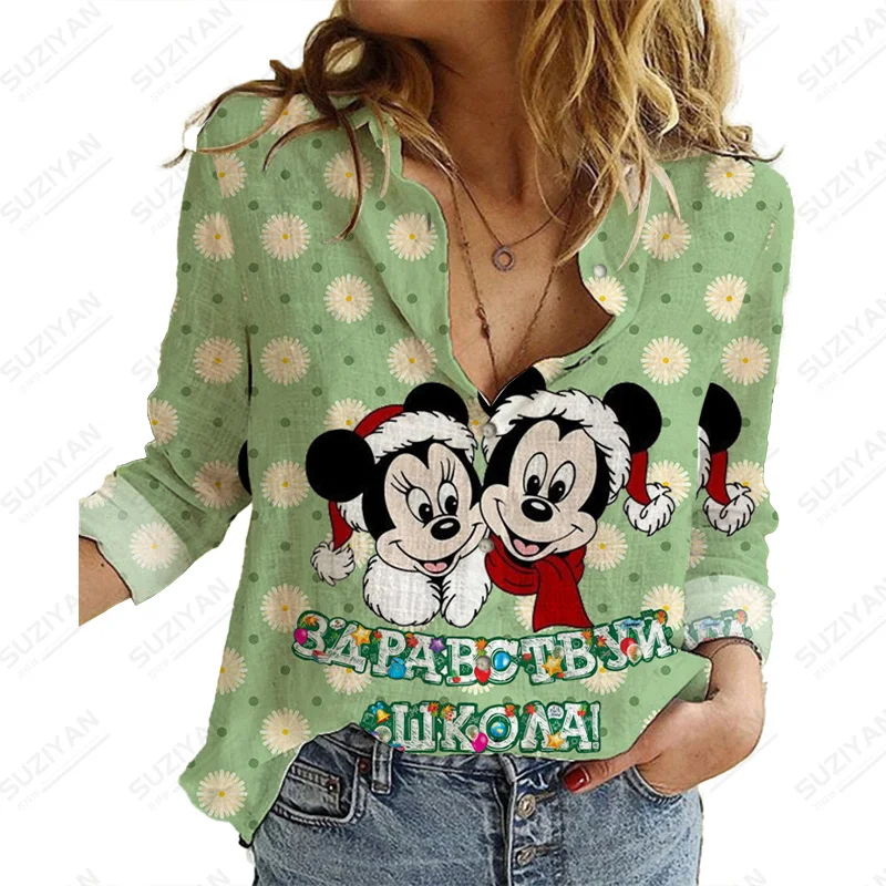 

Disney ChristmasWomen'S Fashion Disney Graphic Loose Shirt Temperament Casual Top Printed Women'S Shirt Loose Female Shirt Tops
