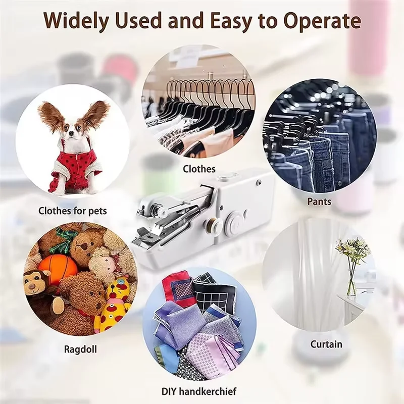 Mini Portable Handheld Sewing Machine Stitch Sew Needlework Cordless Clothes Fabrics Electric Sewing Machine With Kit Accessorie 6
