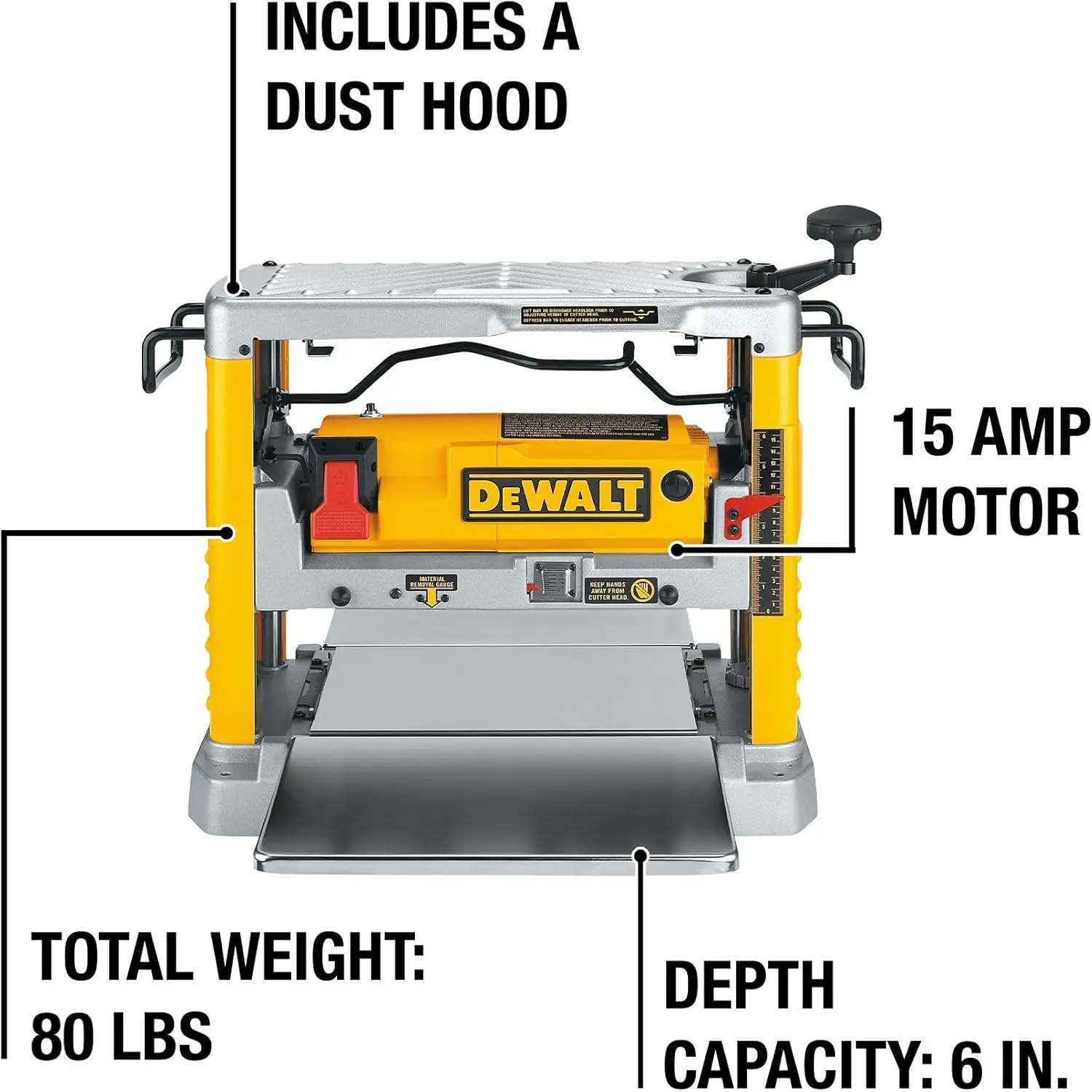 Benchtop Planer, 15-Amp, 12-1/2-Inch, 3-Knife Cutter, 20,000 Rpm, Corded (Dw734) 6