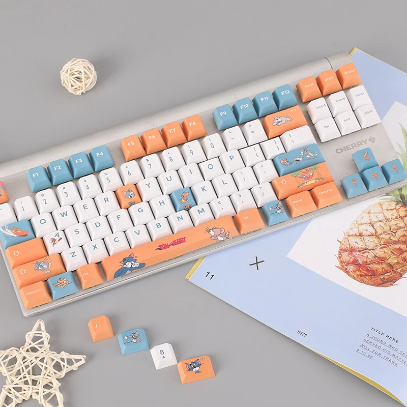 

Animation Style Keycaps 130 Keys Cherry Profile PBT Key Caps Anime Keycap for DIY Custom Keyboard Mechanical Dye Sublimation