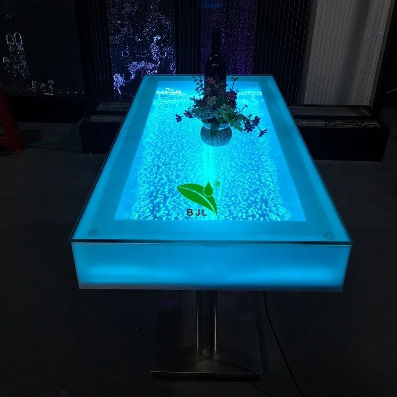 

Custom, lounge glowing furniture water bubble tabletop led multi color bar table