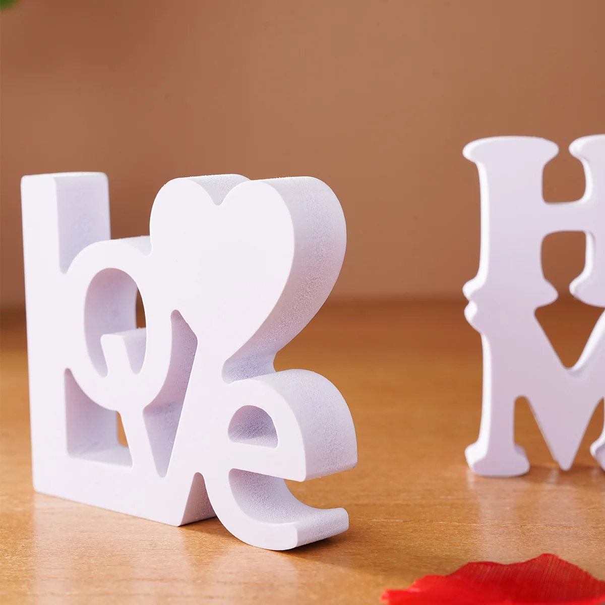 1PC, white double-layer heart-shaped LOVE/HOME letter decorative item