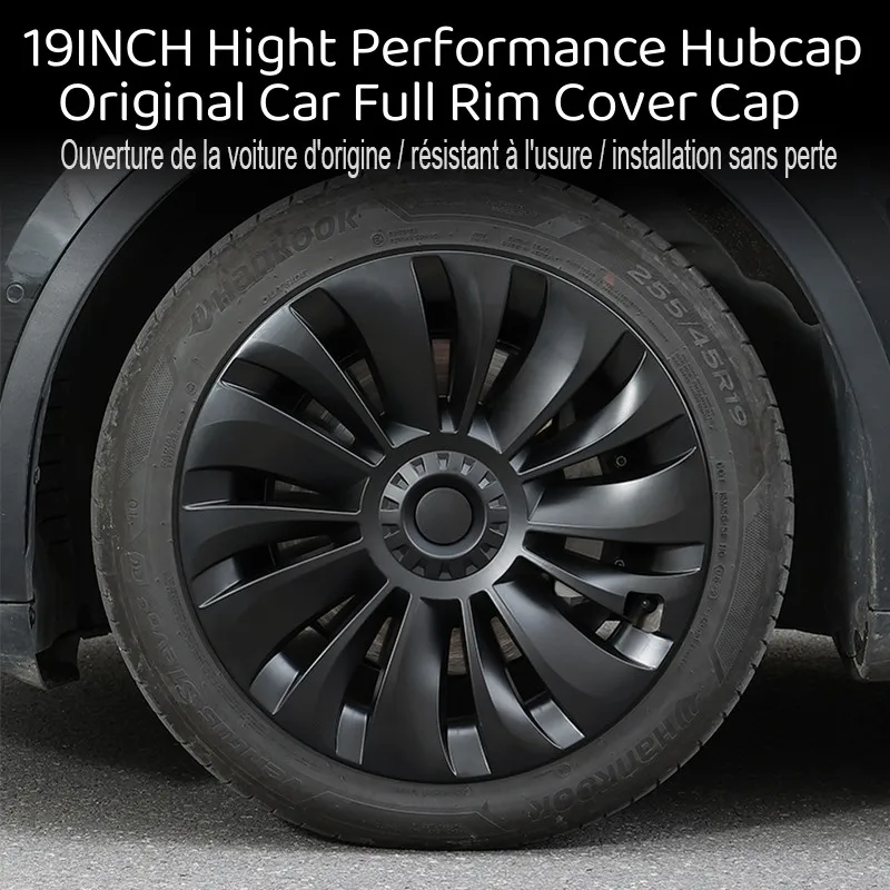 4PCS 19 Inch Wheel Caps Wheel Cover Performance Replacement Hub Cap Full Rim Cover Accessories for Tesla Model Y 2018 -