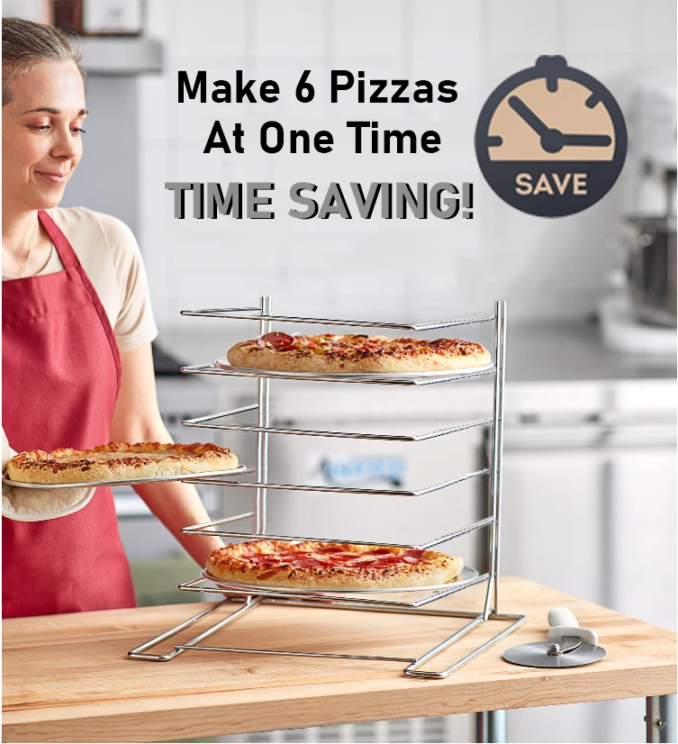 Pizza Pan Stand 6 Layers Stainless Steel 11 inch Pizza Pan Rack Holder For Party et Table Platter Tray Display pizza saver stands