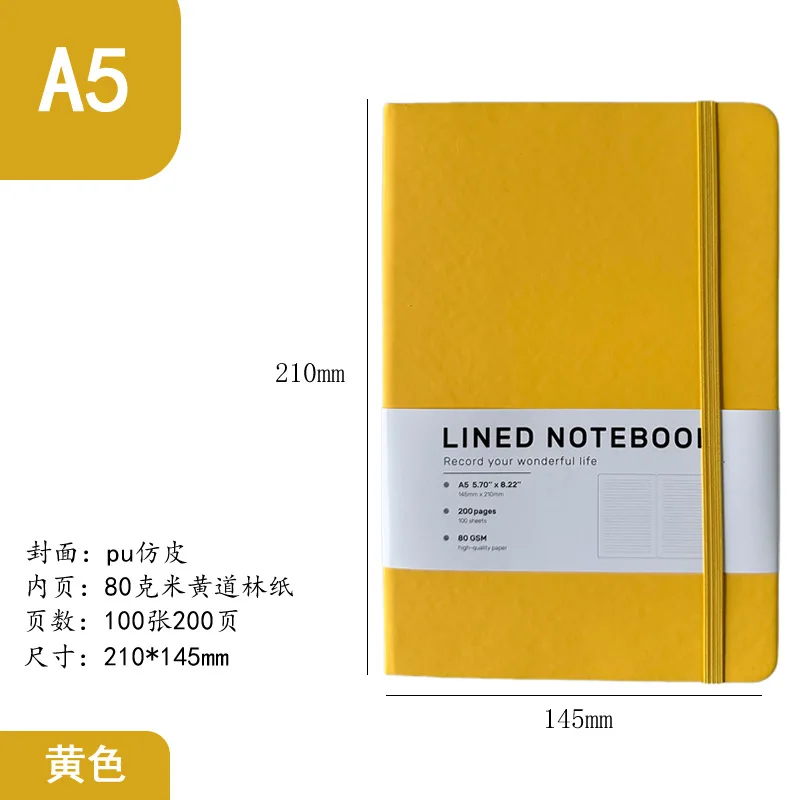 Notes z twardą oprawą i paskiem do użytku biurowego, biznesowy, personalizowany notatnik A5 ze skóry PU