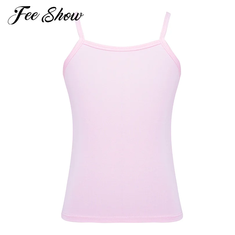Kids Girls Cotton Sport Yoga Vest Top Solid Color Spaghetti Straps Tank Tops Breathable Casual Stretchy Vest Cami Top Underwear