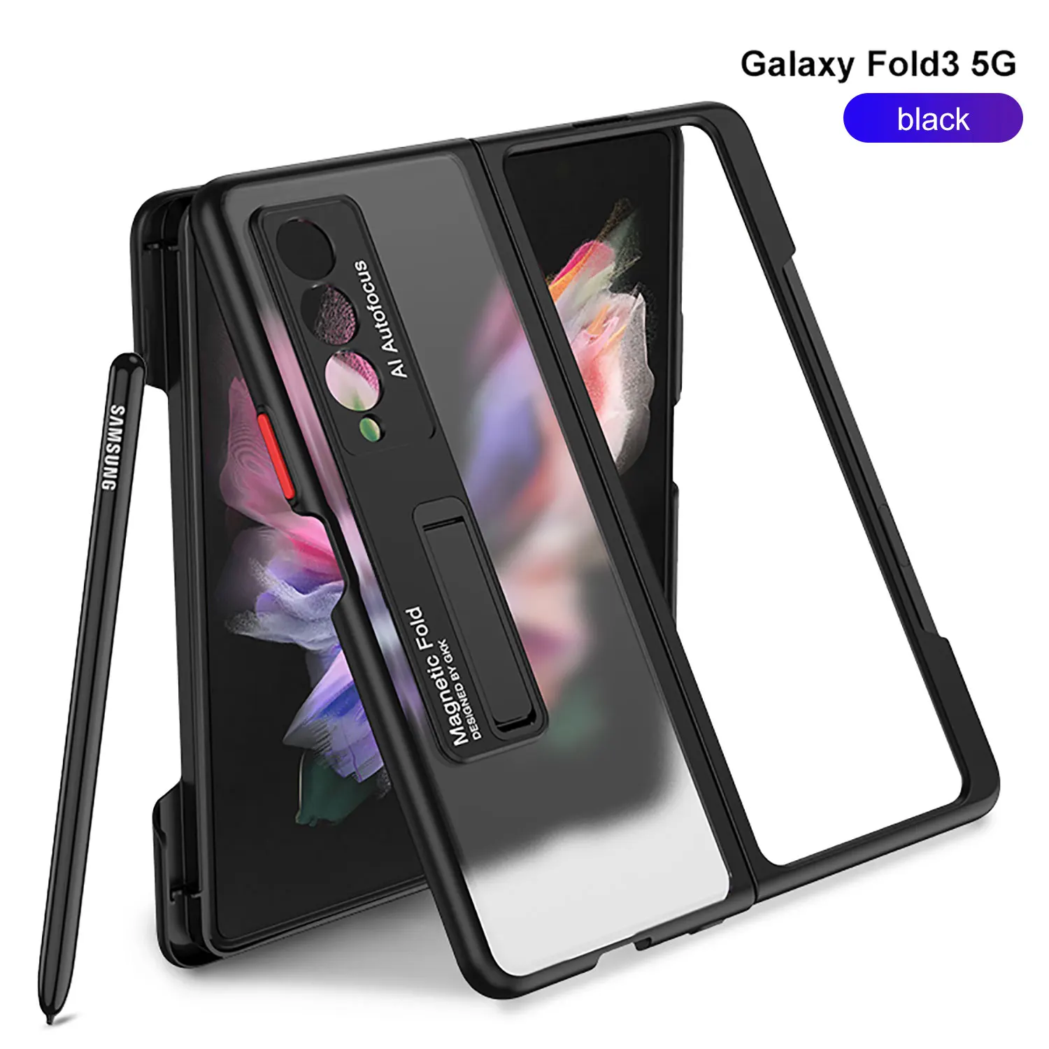 samsung flip cover Translucent Matte Stander Case Cover For Samsung Galaxy Z Fold 3 5G Ultra-thin TPU Frame Hard Back Phone Case For Galaxy Z Fold3 waterproof cell phone pouch Cases & Covers