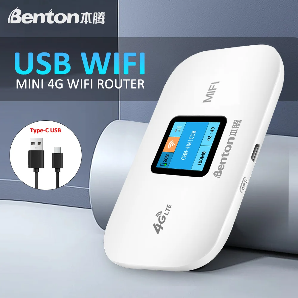 Wireless Router Benton Unlock 3G 4G MiFi 150Mbps Portable USB WiFi6 4G SIM Router LTE for SIM Card