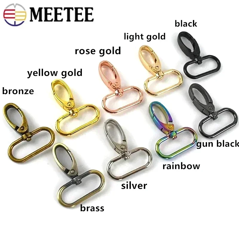 Meetee 10Pcs 16-38mm Bag Strap Hook Buckle Metal Swivel Lobster