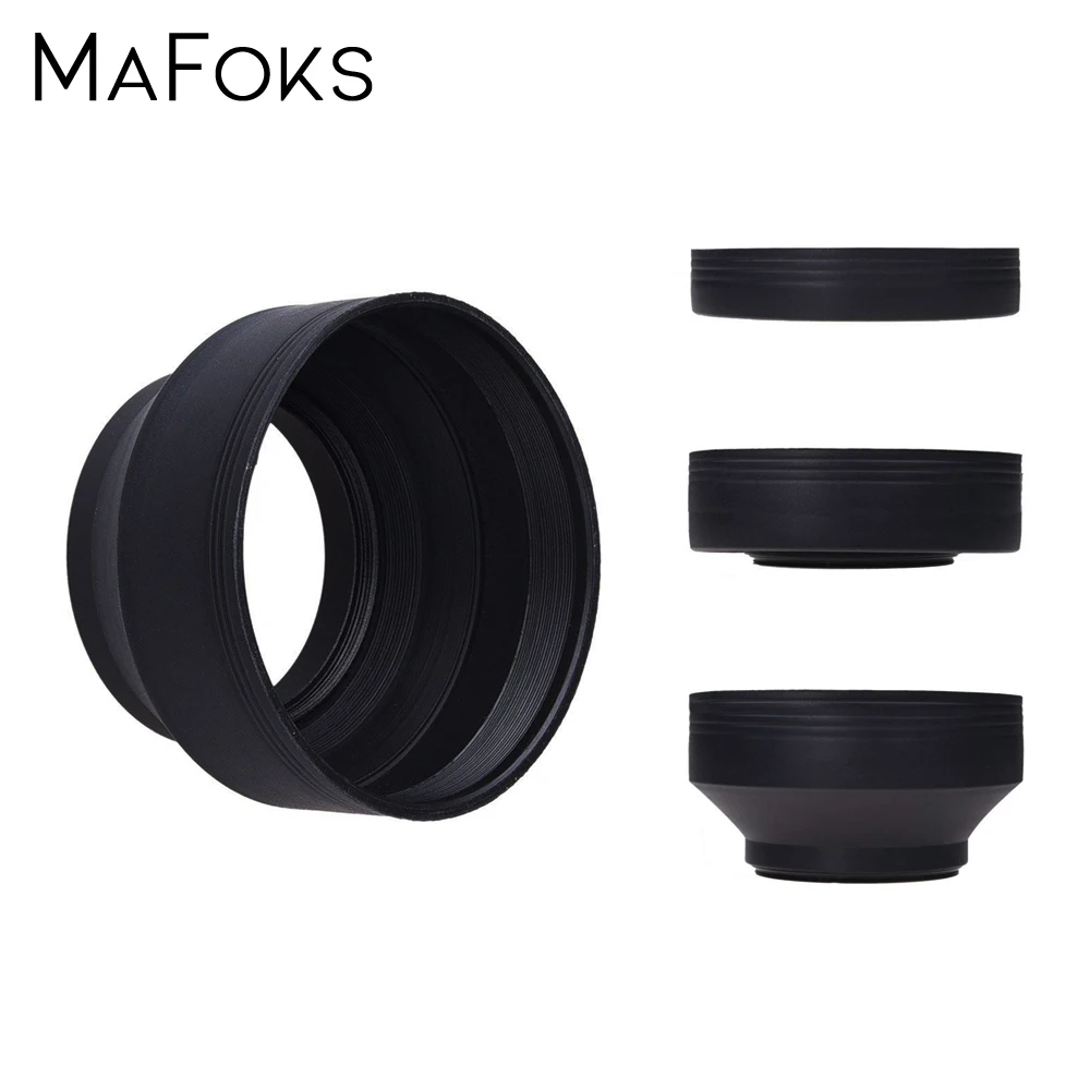 Rubber Lens Hood Tele Wide Angle Standard 49mm 52mm 58mm 55mm 62mm 67mm