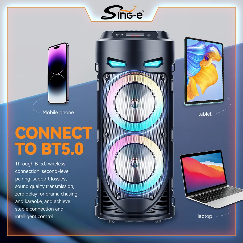 4239 Altoparlante portatile wireless 1000-2000 mAh Altoparlante stereo di alta qualità con schermo di visualizzazione integrato per feste, computer, esterni_voghion.com