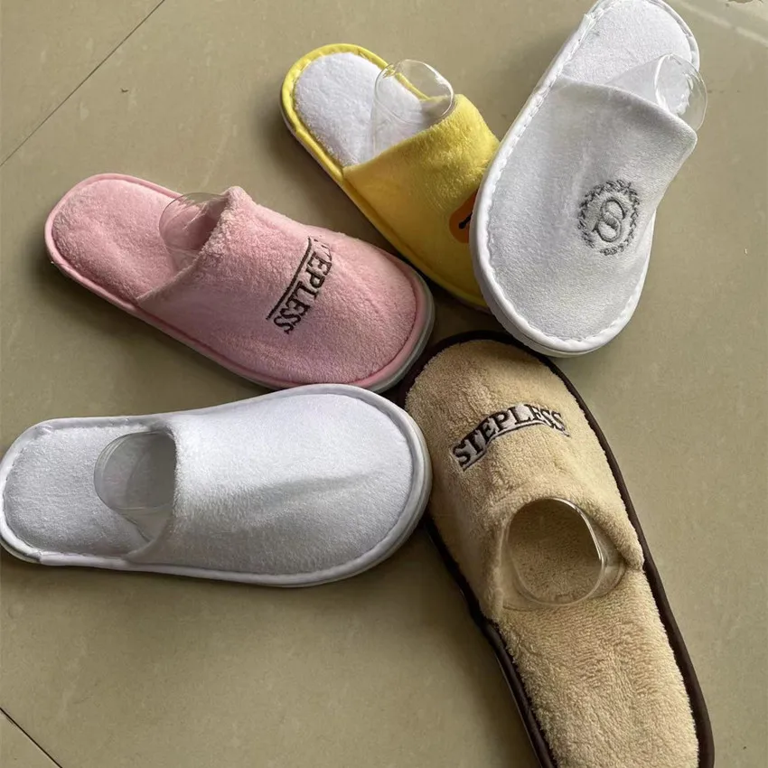 5 Pairs/Lot Winter Slippers Girls Boys Disposable Hotel Slippers Kid's Home Slides Travel Sandals Hospitality Guest Footwear