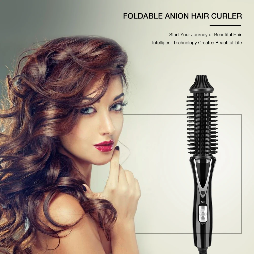 Curling Iron Ceramic Ionic Hair Curler Electric Hot Brush Anti-Scald Curling Wand Portable Hair Styling Tools