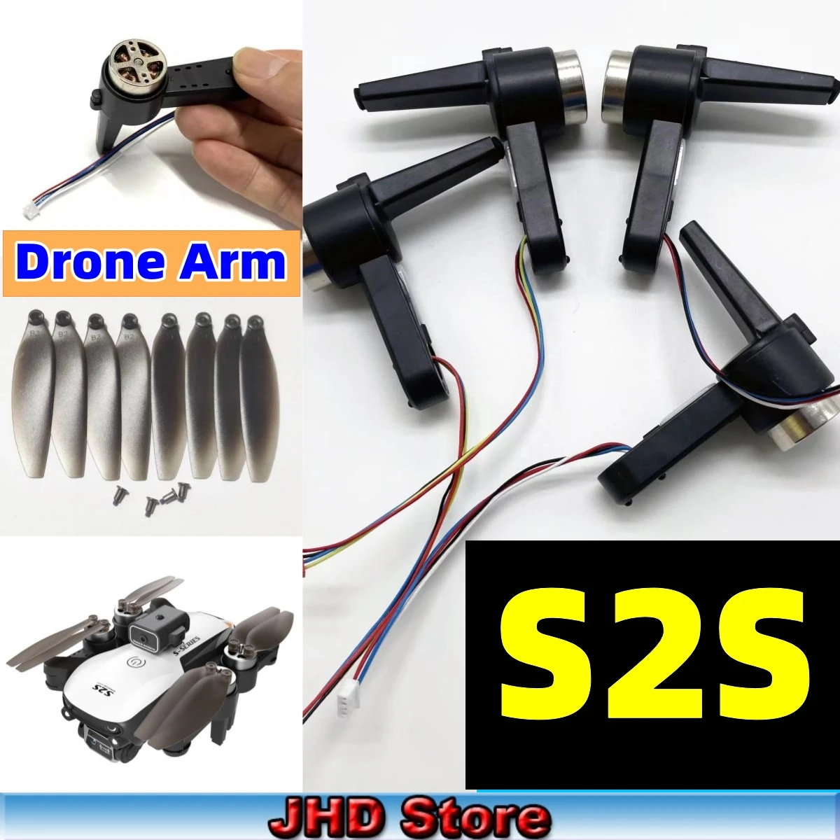 JHD S2S Drone Motor Arm Spare Part S2S Front / Rear Arm Left / Right Original Propeller LS-S2S Paddles