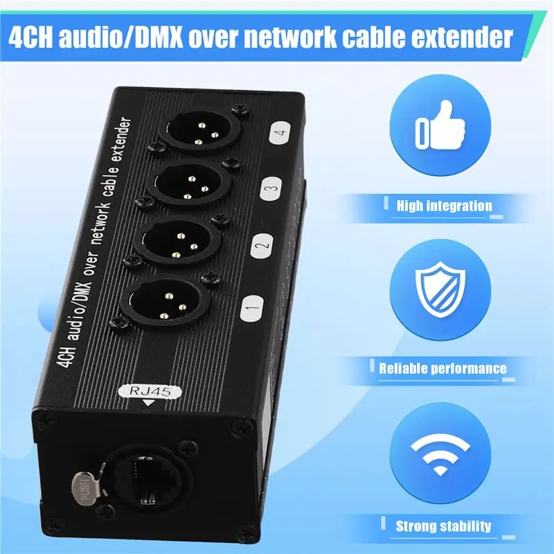 ABBG-1 페어 4채널 XLR/DMX 오디오 RJ45 이더넷 익스텐더 XLR 익스텐더 트랜시버 (라이브 무대, 오디오 녹음 스튜디오용)