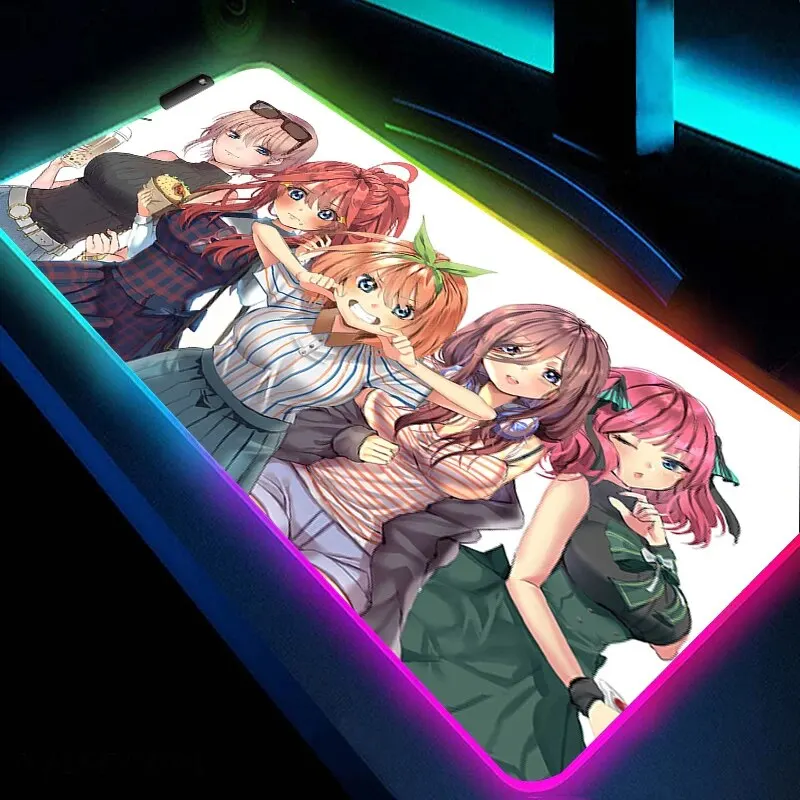 

RGB Large Mousepad The Quintessential Quintuplets Gaming Table Mat LED Anime HD Print Mouse Pad Gamer Mouse Mat Keyboard Pads XL