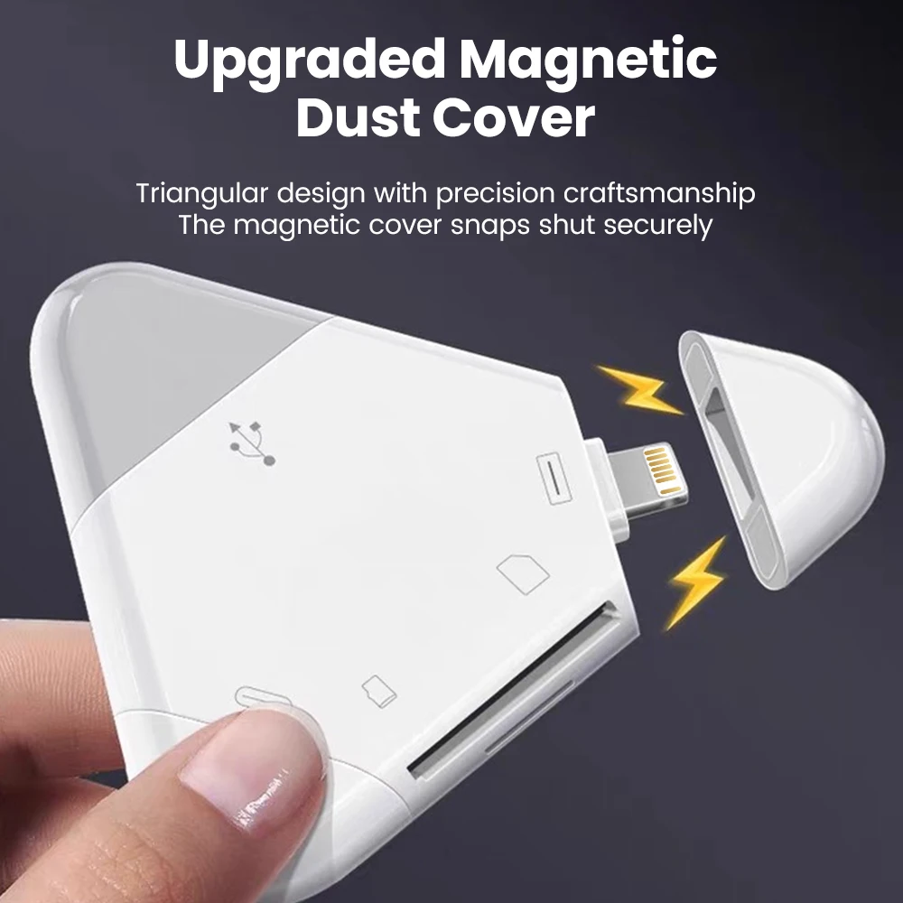 3 in 1 리더 마그네틱 USB A+Type-C+Lightning 3포트 SD/TF 카드 읽기 데이터 전송 커넥터 (휴대폰, 태블릿, 노트북용)