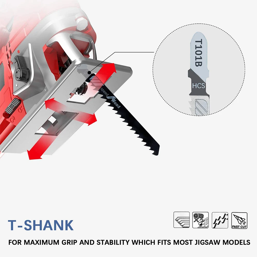 20-Piece T119BO 12 TPI Assorted T-Shank Scrolling Jig Saw Blades Set for Precision Cutting Wood
