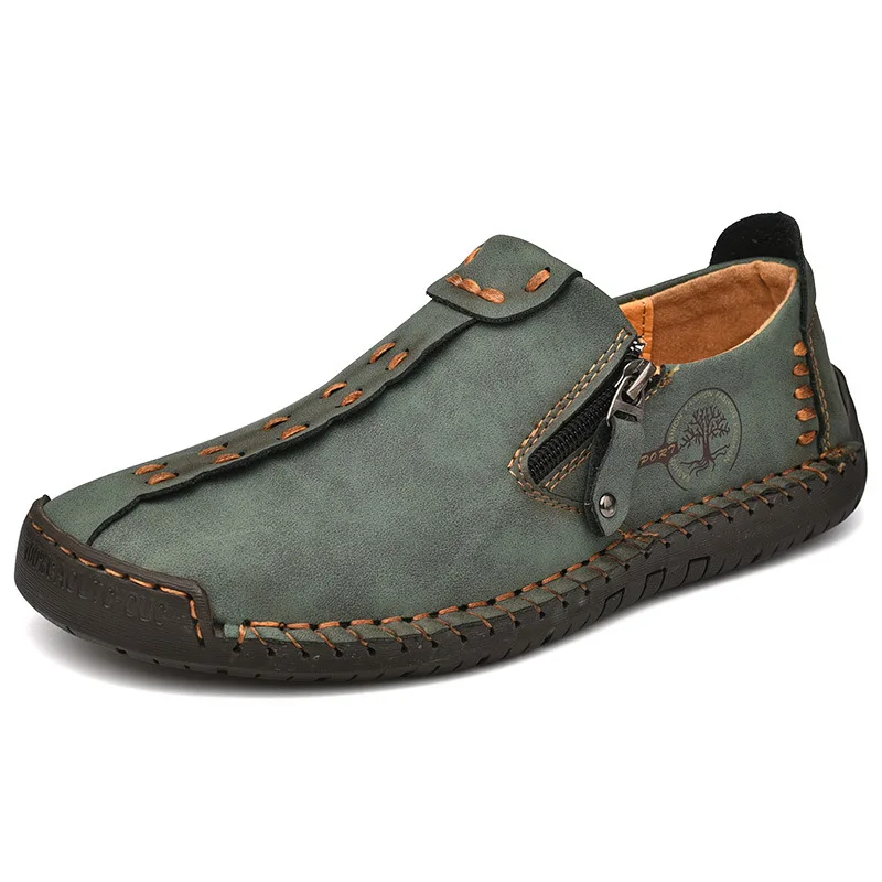 high quality leather casual boat shoes for men low cut handmade comfortable size 41 42  47 48 new 2023 walking shoe black grey