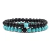 Ensemble de bracelets pour couple, charme en pierre naturelle œil de tigre et lave noire, bracelet extensible tendance, bracelet perlé de yoga, bijoux d'amitié, cadeau