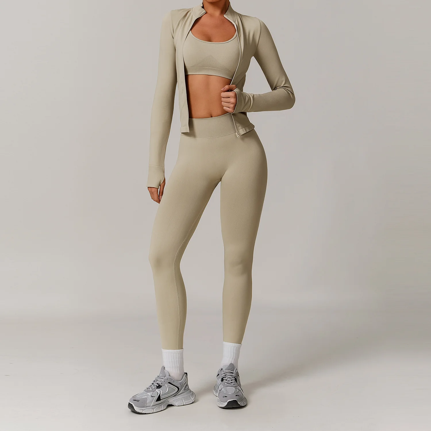 2/3PCS Yoga Set Women Workout Set Seamless Sportswear Gym Clothing Fitness Long Sleeve Crop Top High Waist Leggings Sports Suits yoga set sports set gym workout set sportswear set fitness set sports bra set yoga pants set