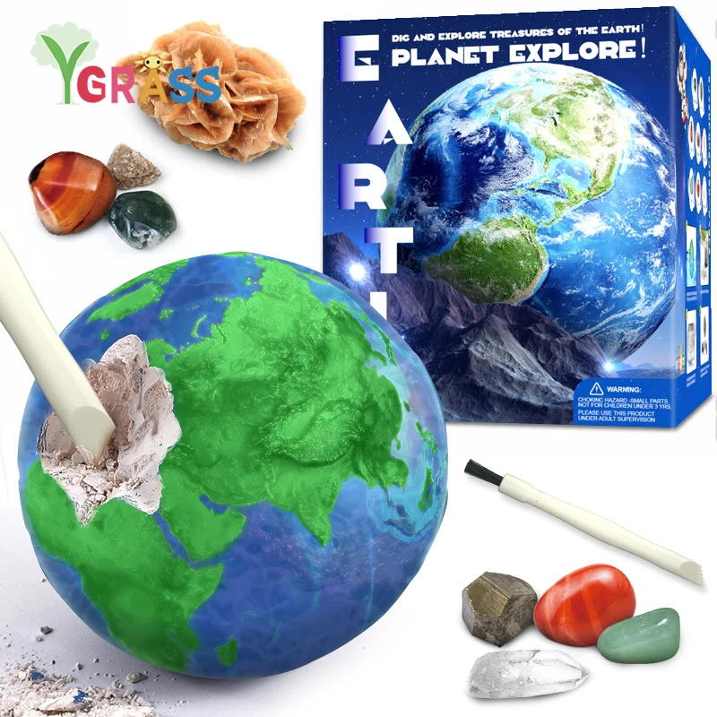 

Planets Earth DIY Mining Crystal Pirate Treasure Gems Archaeology Dig Kit Mineral Mine Early Development Children Education Toys