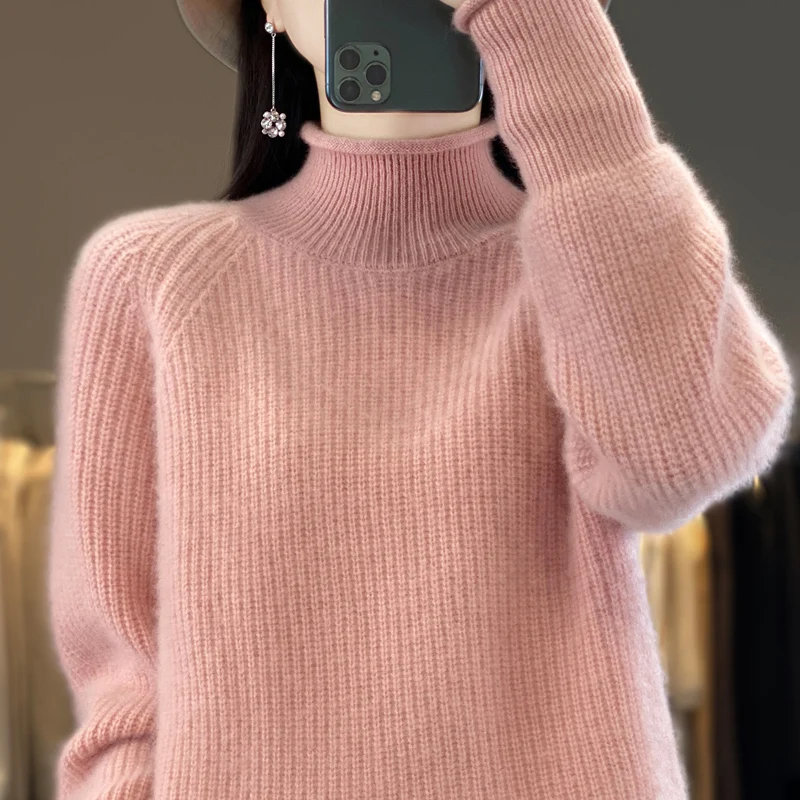 

Jue Qi autumn winter new women's cashmere sweater high neck sweater 100% pure wool thickened knitted sweater JJ-123