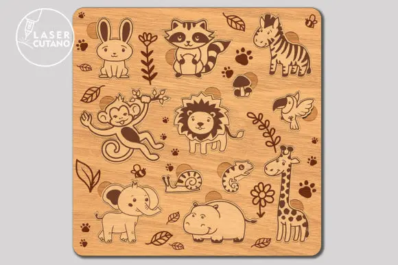 Set of 8 Puzzle Laser Cut File SVG DXF Kids laser S VG design & DIY Craft Kits for Cuuting Engraving woodworking boring machine
