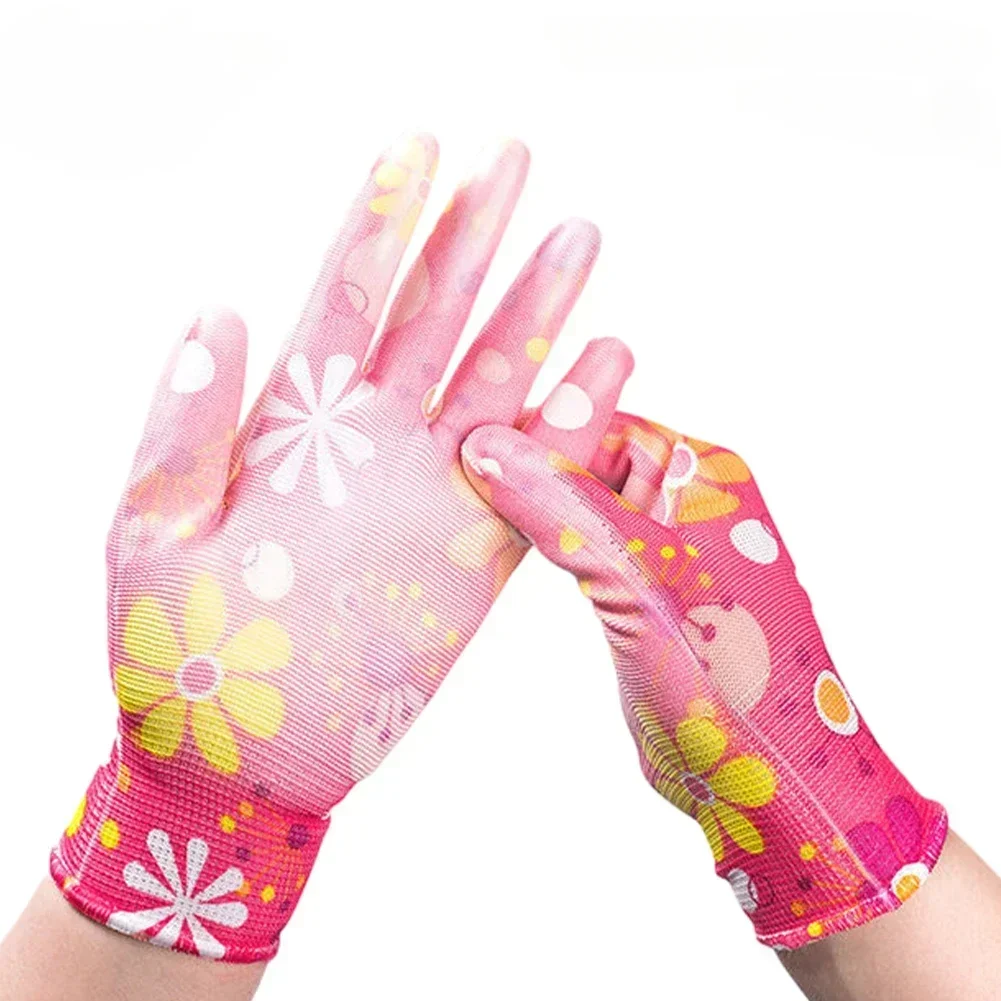1Pair Yard Cleaning Palm-Coated Floral Garden Gloves Women Non-Slip Working Gloves Non-Slip Household Labor Protection Gloves 4