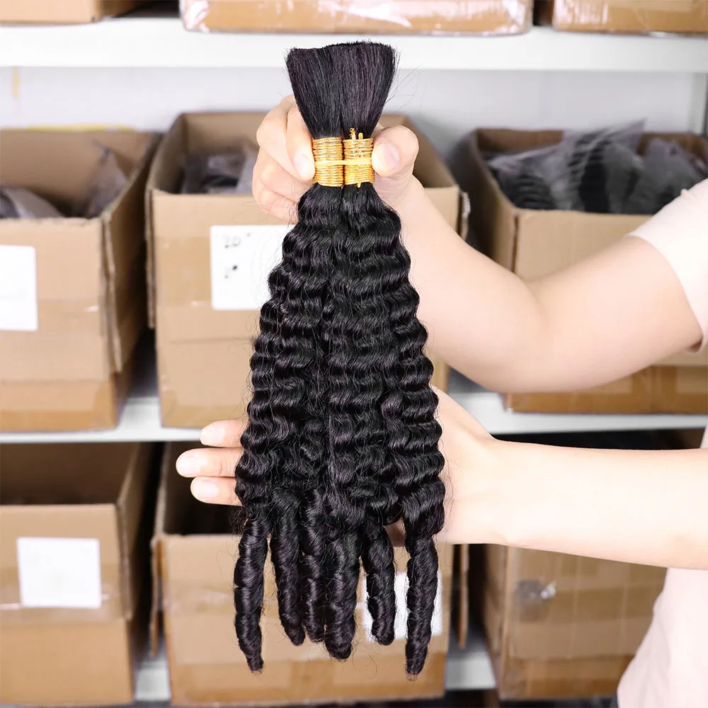 Bulk Human Braiding Hair for Boho Braids Human Hair 100% Burmese Curly Knotless Deep Wave Bohemian Bundles Extensions 1